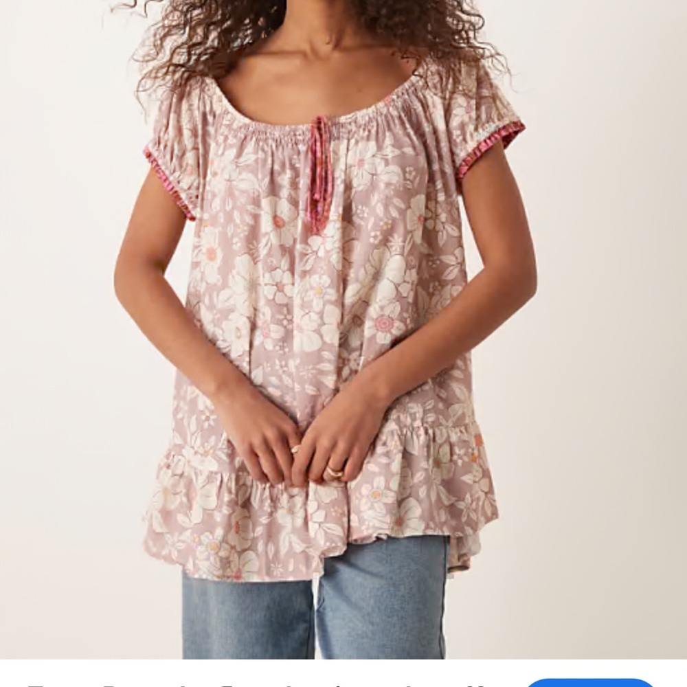 FREE PEOPLE FRANKIE FLORAL SHORT SLEEVE TUNIC S M - Picture 4 of 8